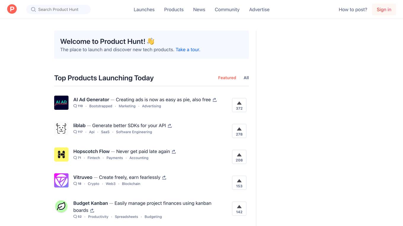 Product Hunt screenshot