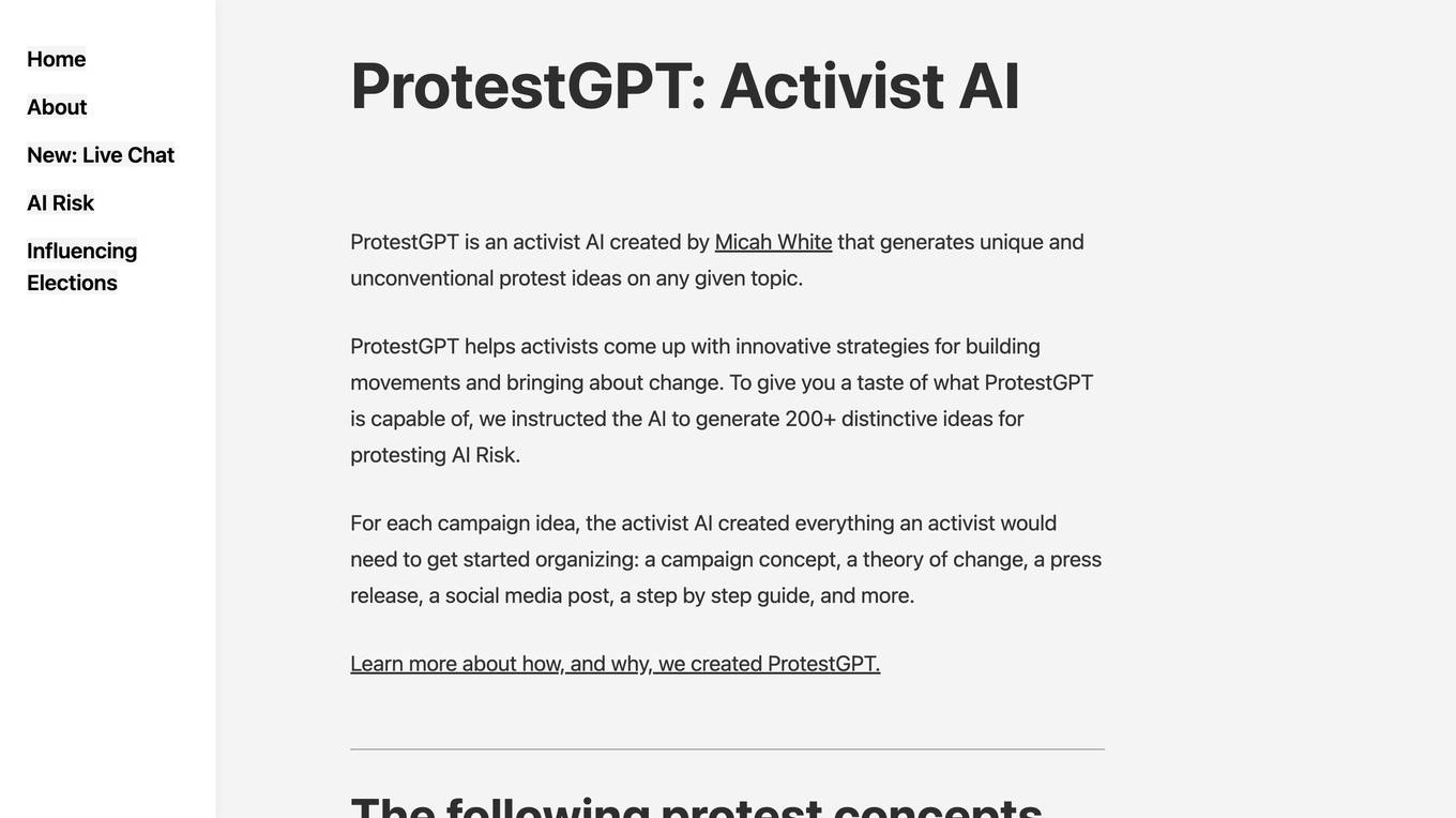 ProtestGPT screenshot