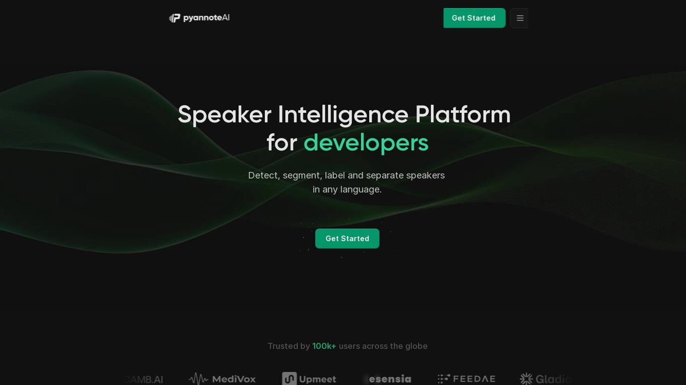 pyannote AI Speaker Intelligence Platform Screenshot