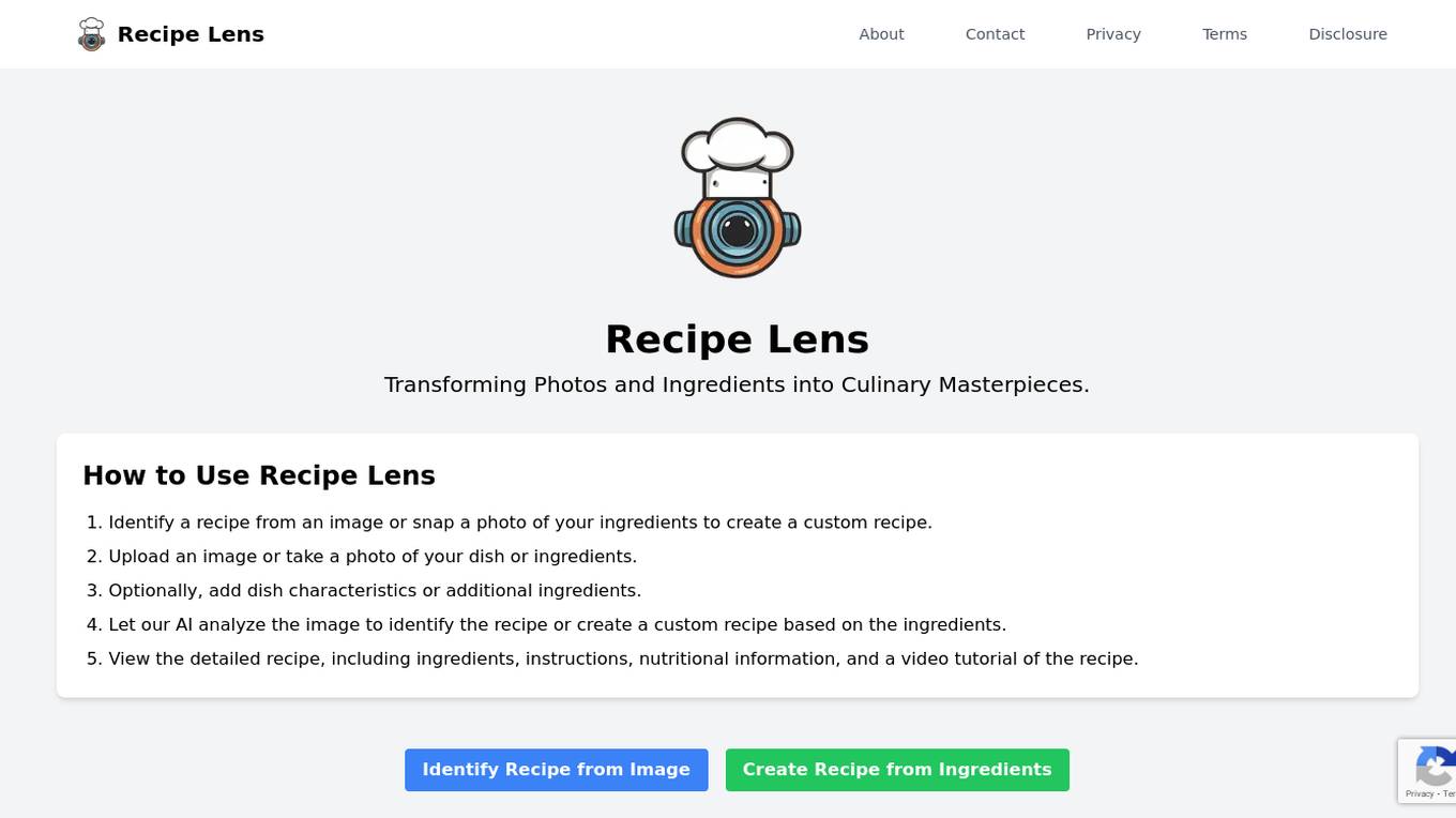 Recipe Lens Screenshot