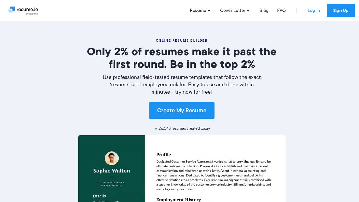 Resume.io screenshot