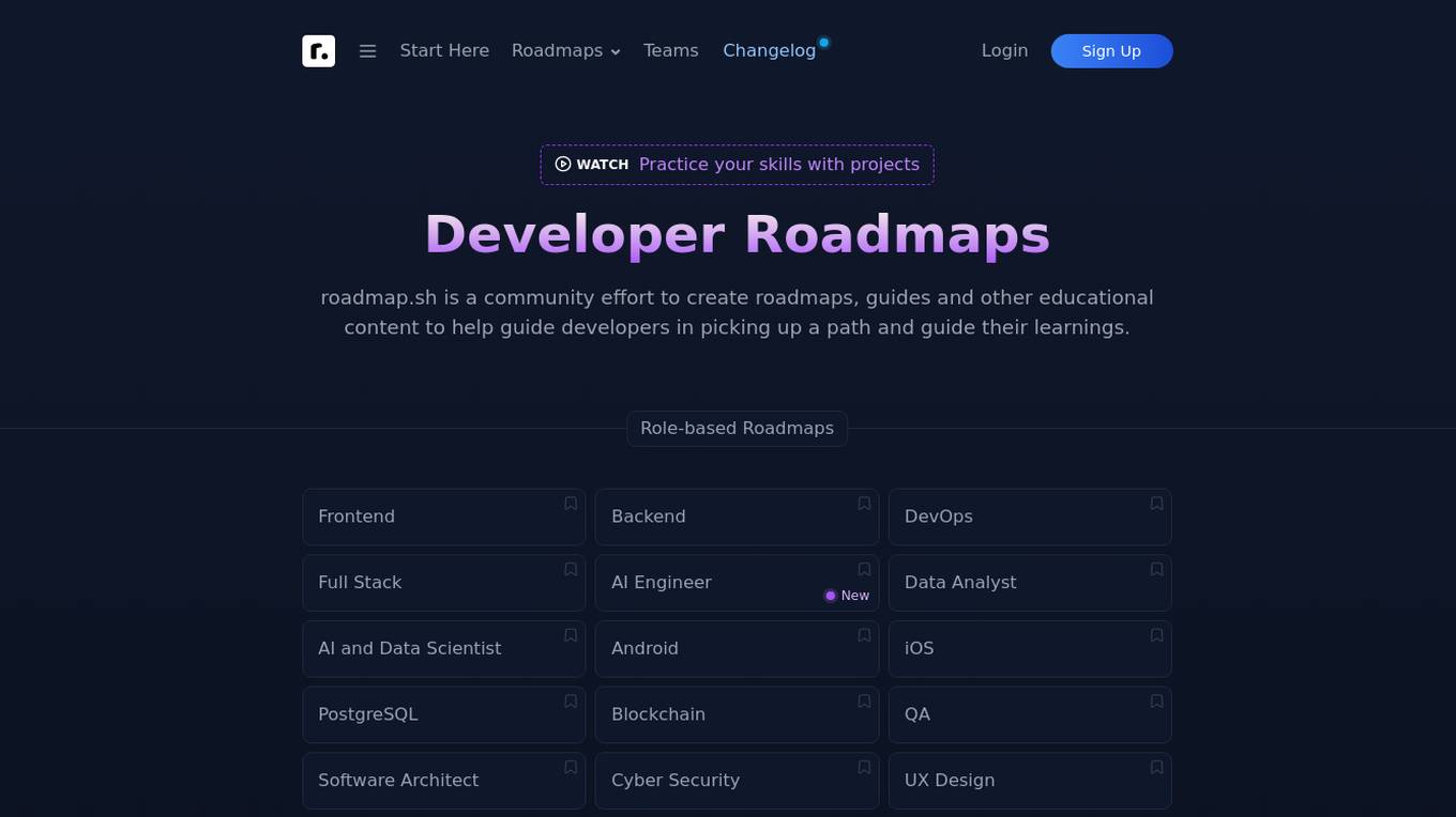 Developer Roadmaps screenshot