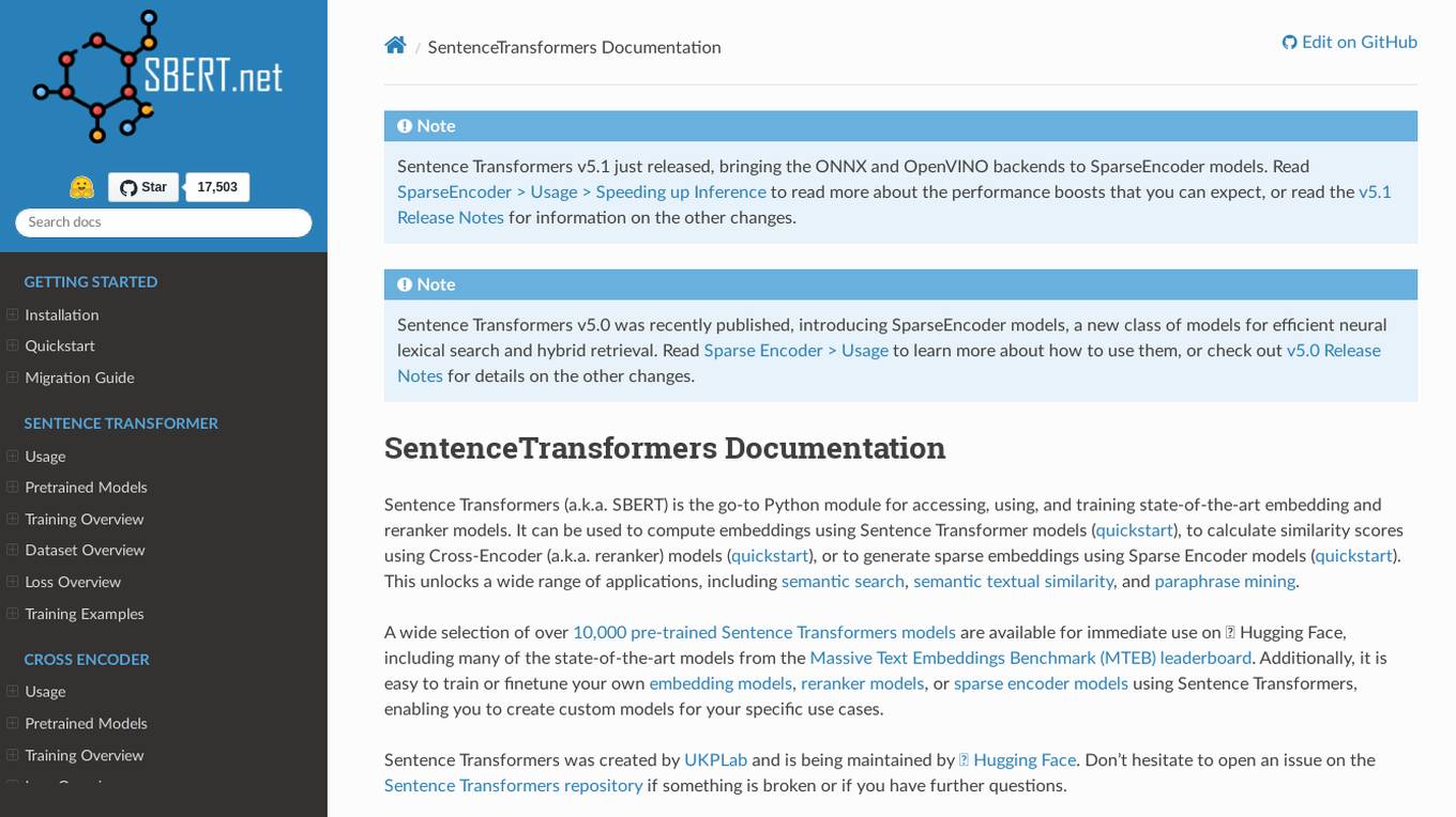 Sentence Transformers Screenshot
