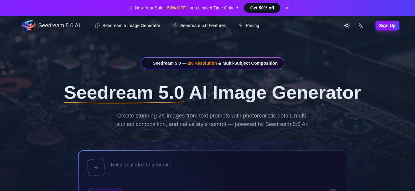 Seedream 5.0 AI Image Generator Screenshot