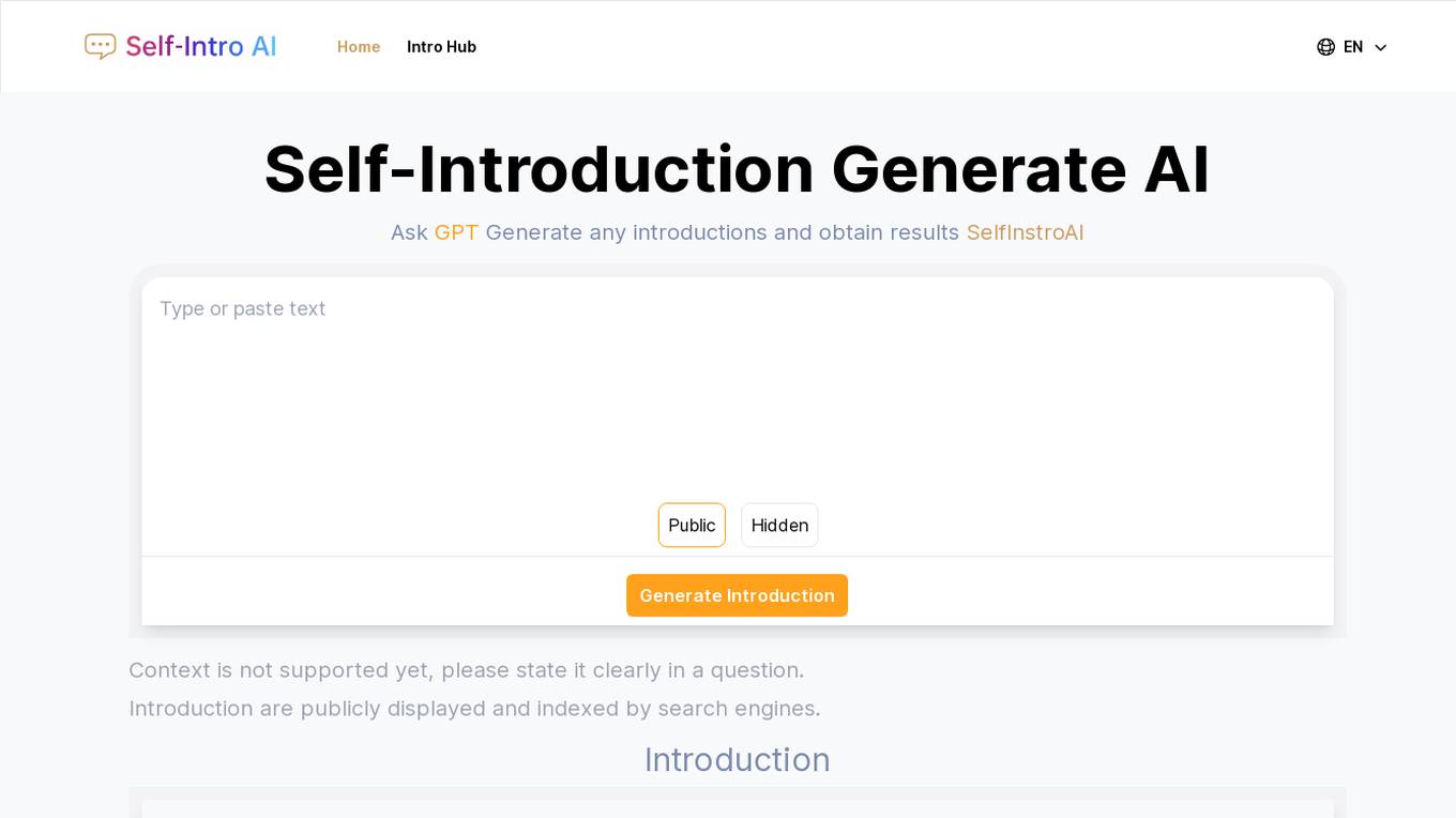 Self-Introduction Generate AI Screenshot