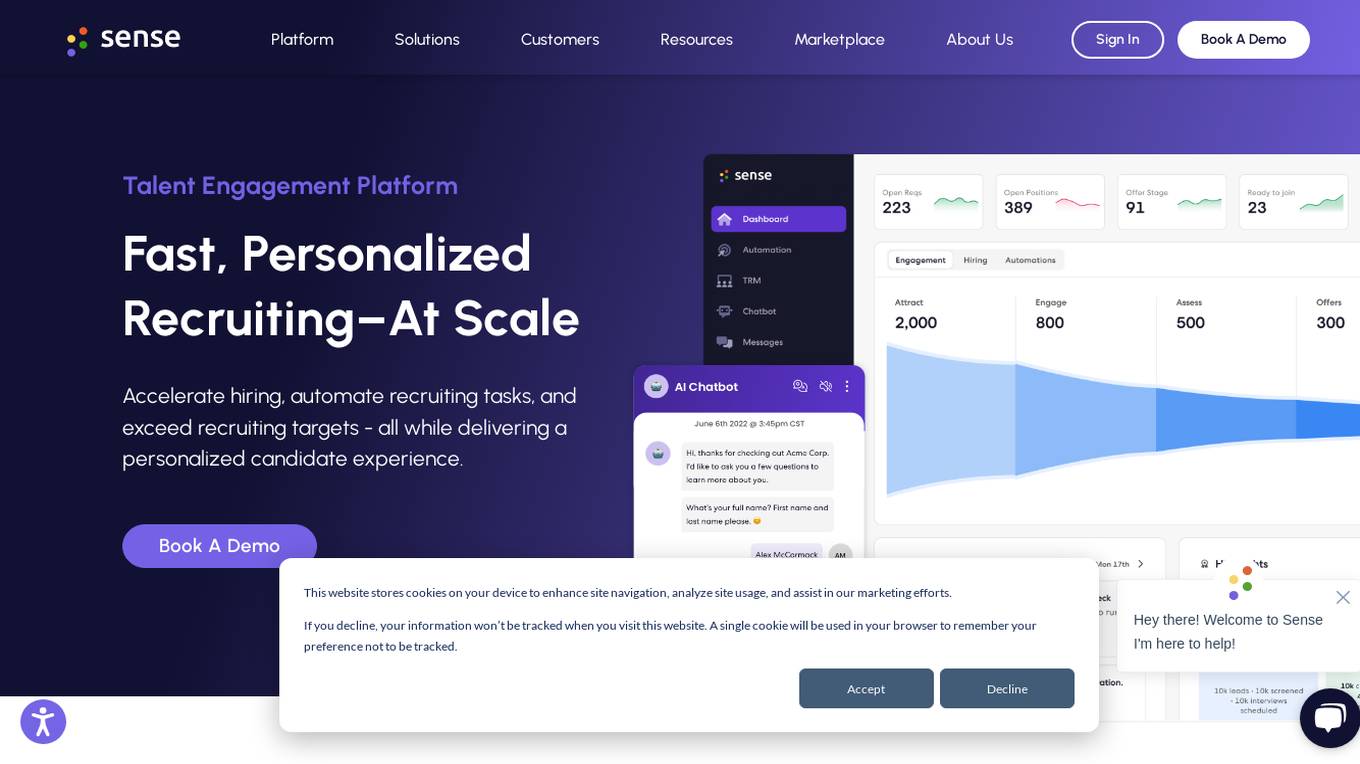 Sense Talent Engagement Platform Screenshot