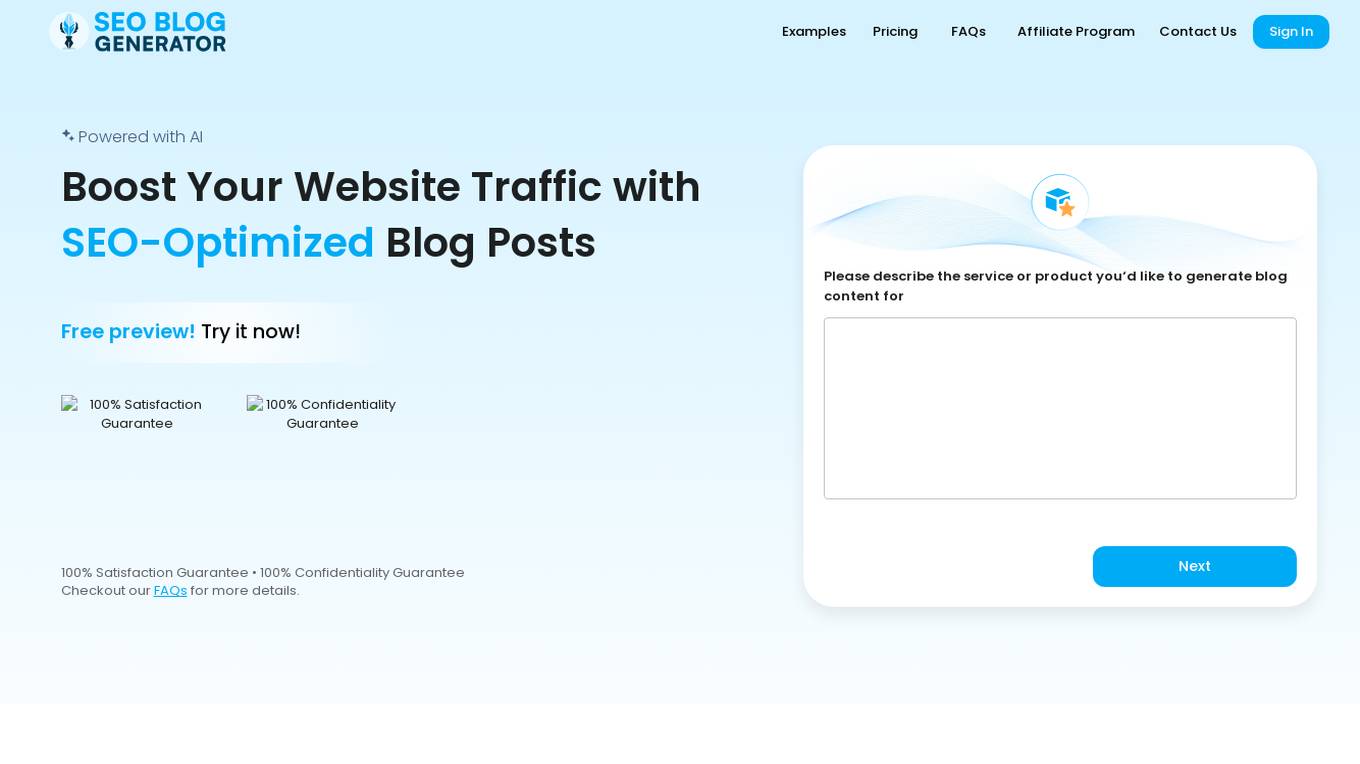 SEO Blog Generator screenshot