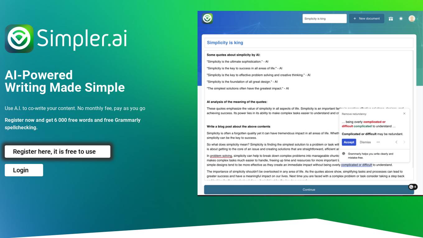 Simpler.ai Screenshot
