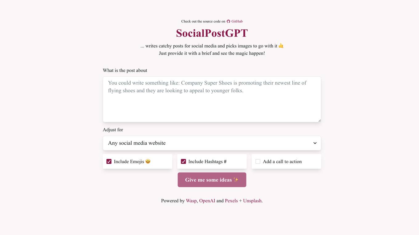 SocialPostGPT screenshot