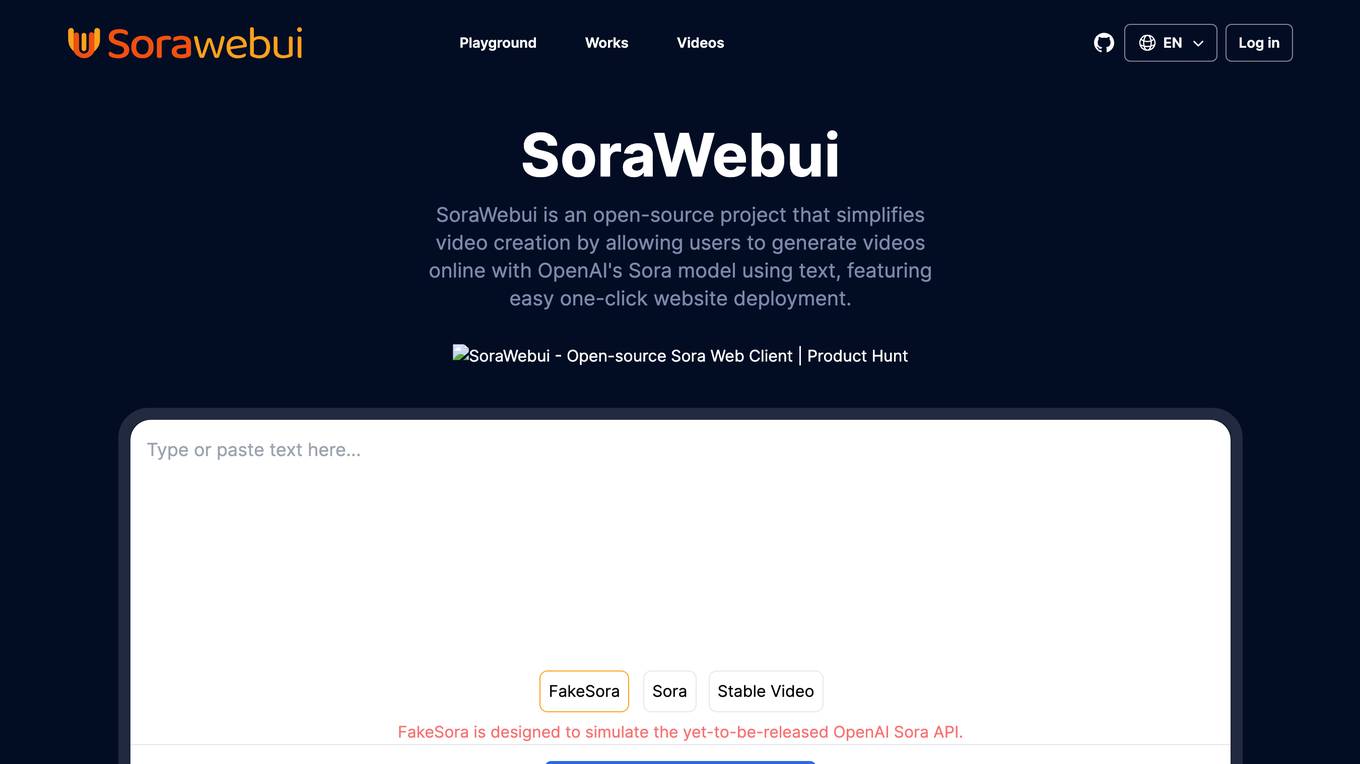 SoraWebui screenshot