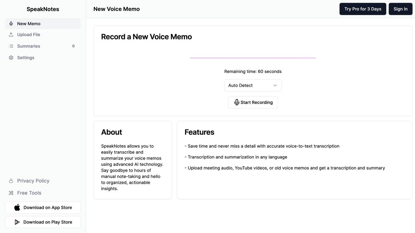 SpeakNotes screenshot