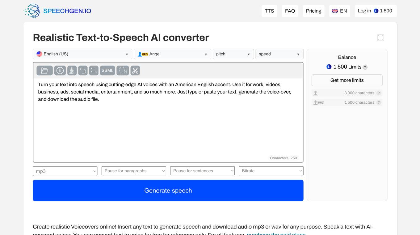 SpeechGen.io screenshot