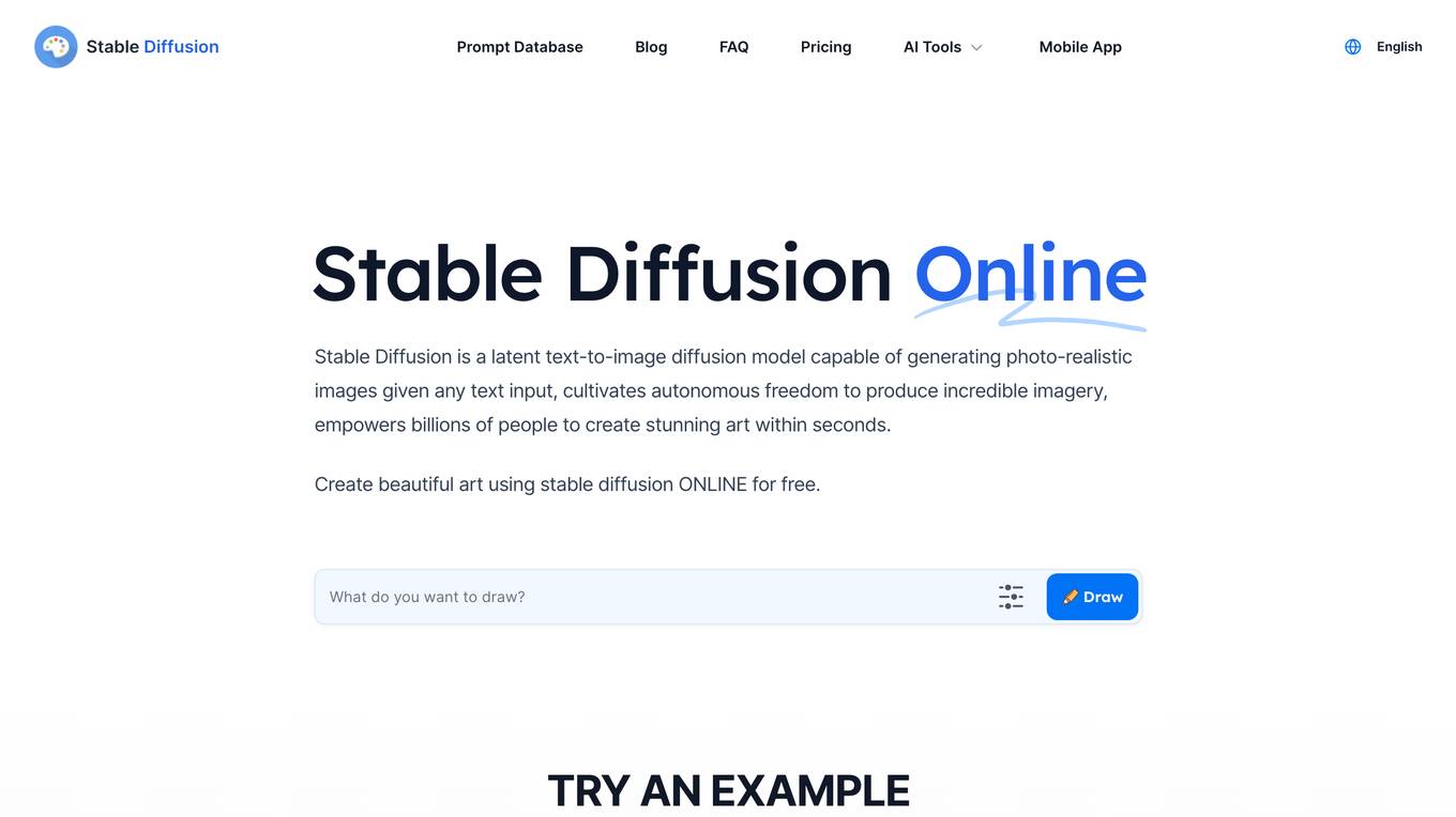 Stable Diffusion Online Screenshot