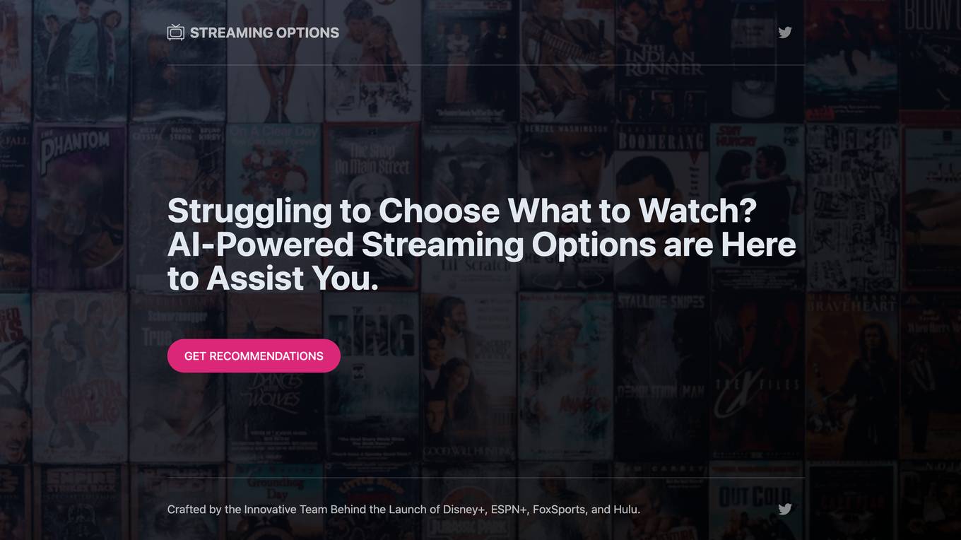 STREAMING OPTIONS Screenshot