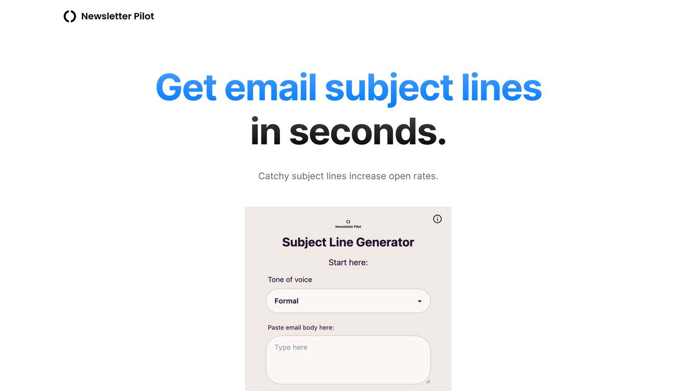 Subject Line Generator Screenshot