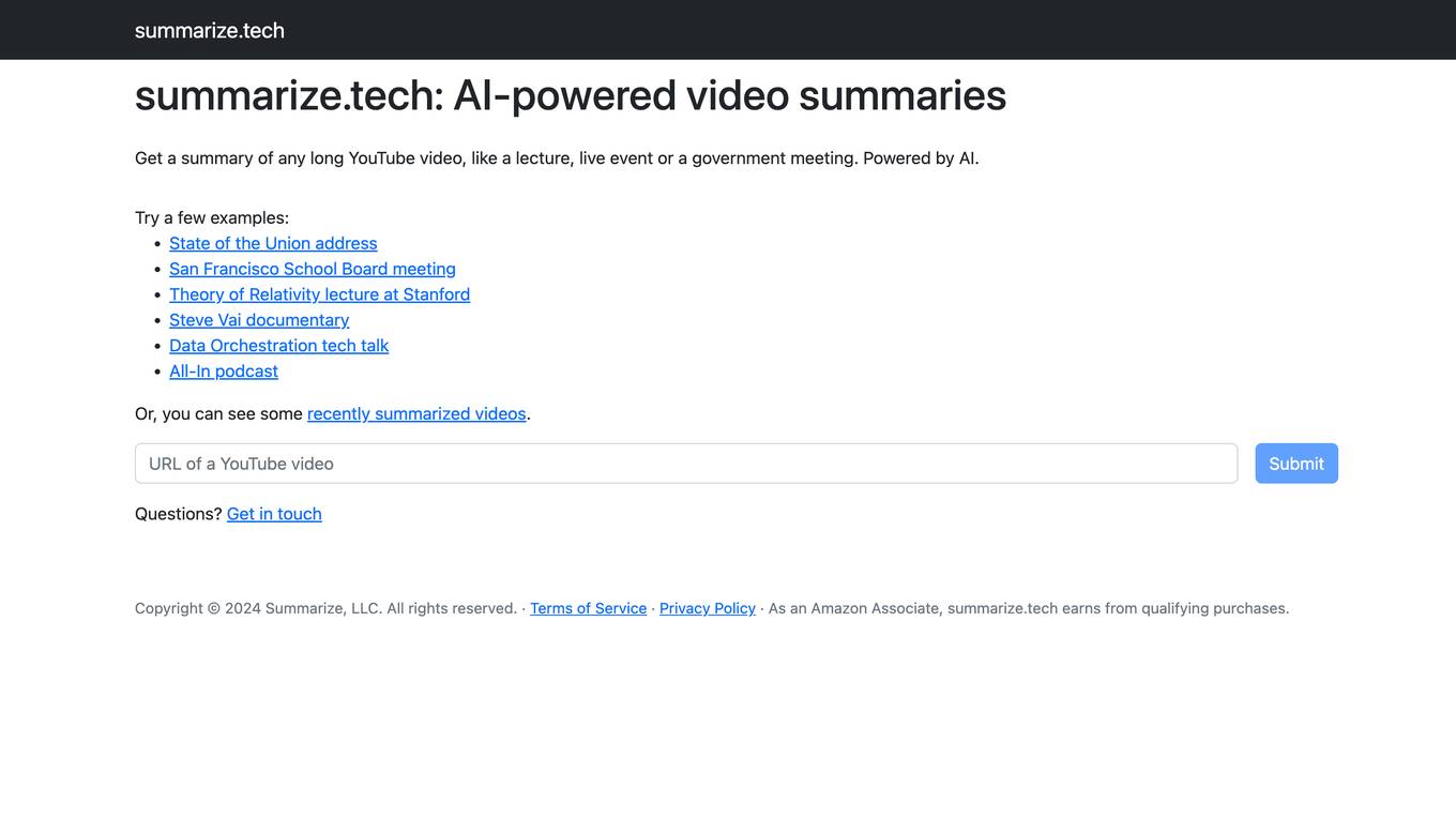 Summarize.tech Screenshot