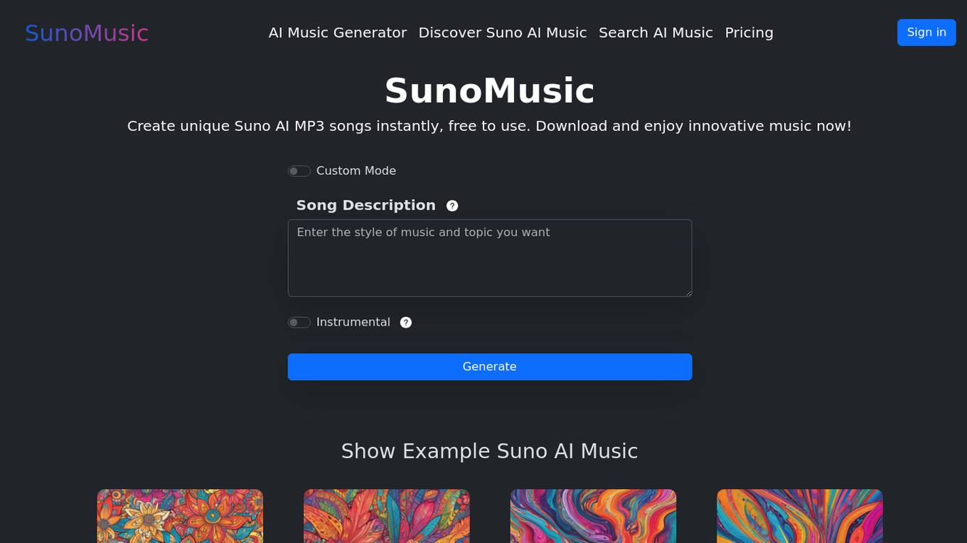 SunoMusic screenshot