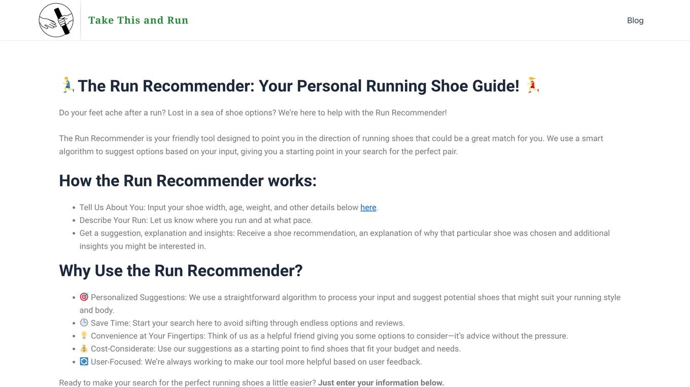 Run Recommender screenshot