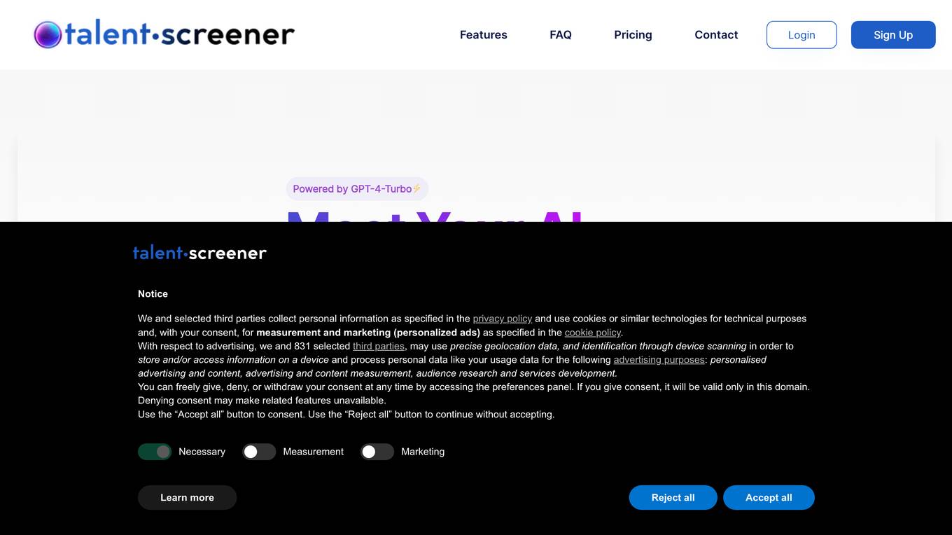 Talentscreener Screenshot