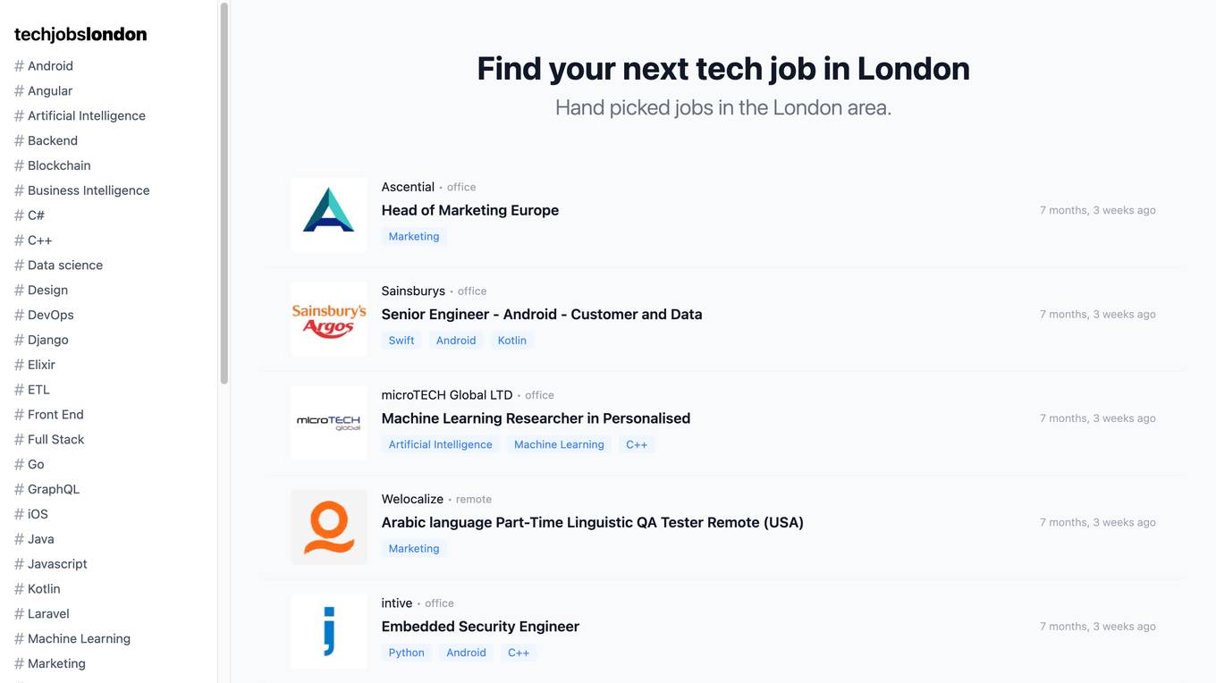 Tech Jobs London Screenshot