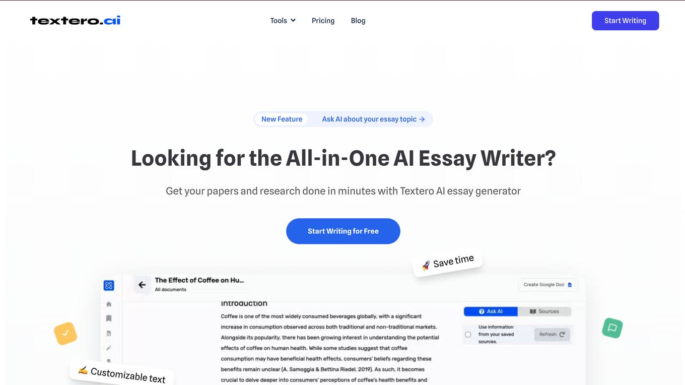 Textero AI Essay Writer screenshot