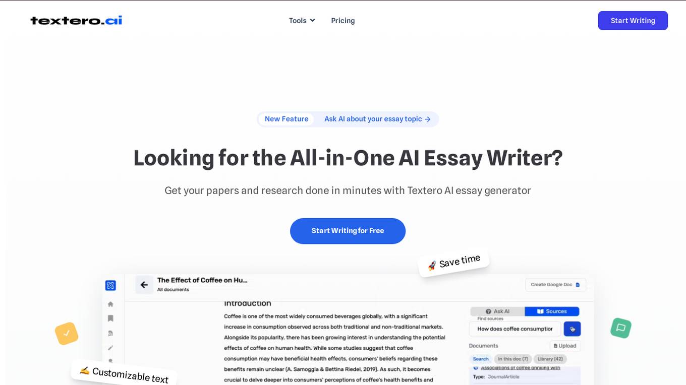 Textero AI Essay Writer Screenshot