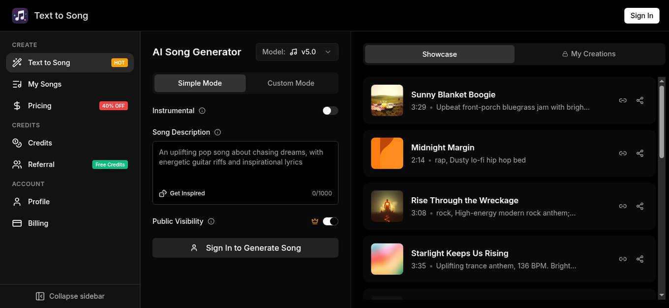 Text to Song AI Screenshot