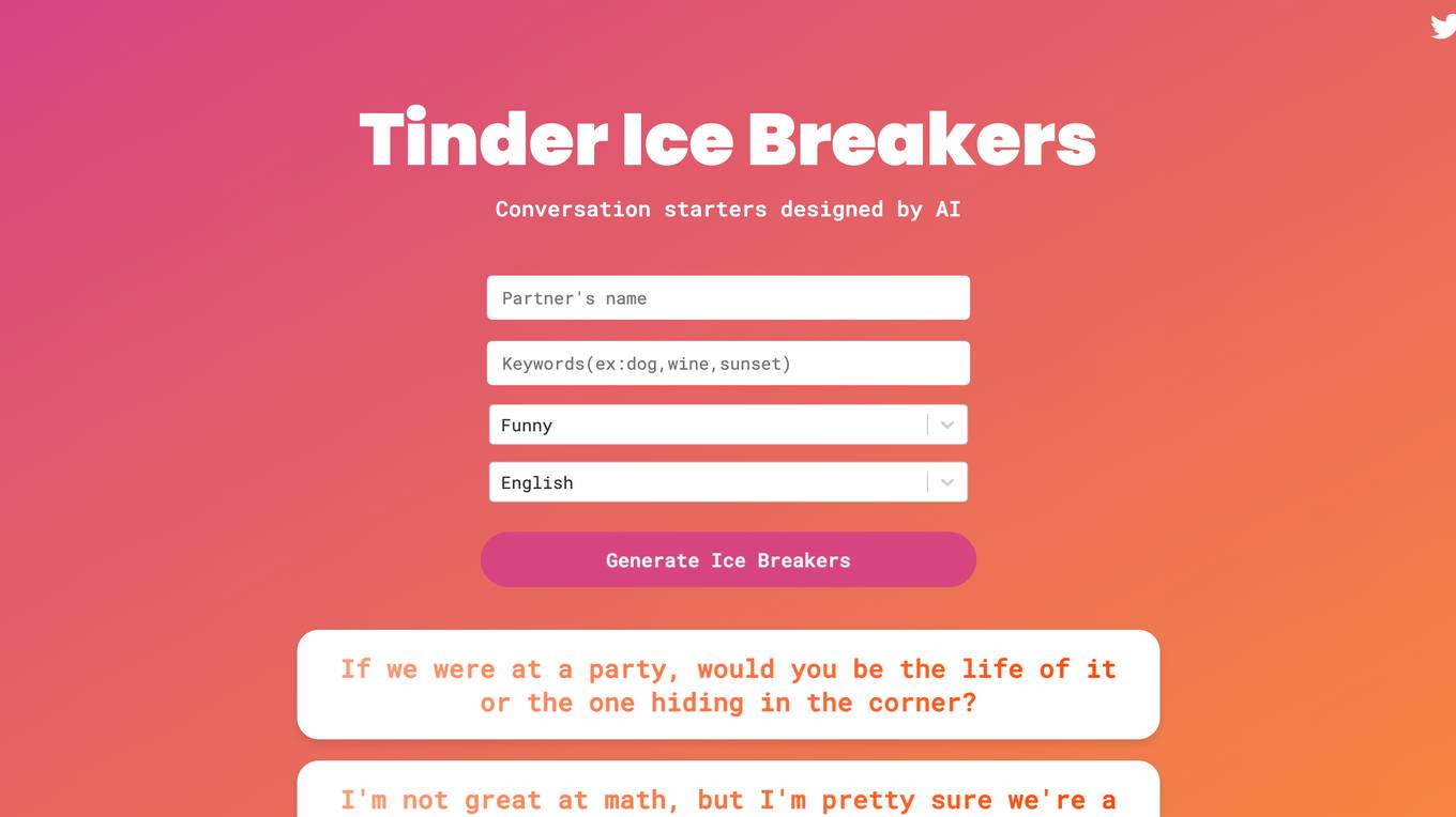 Tinder Ice Breakers AI Screenshot