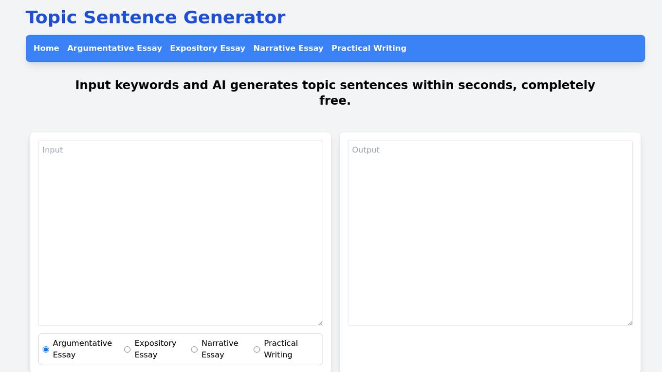 Topic Sentence Generator Screenshot