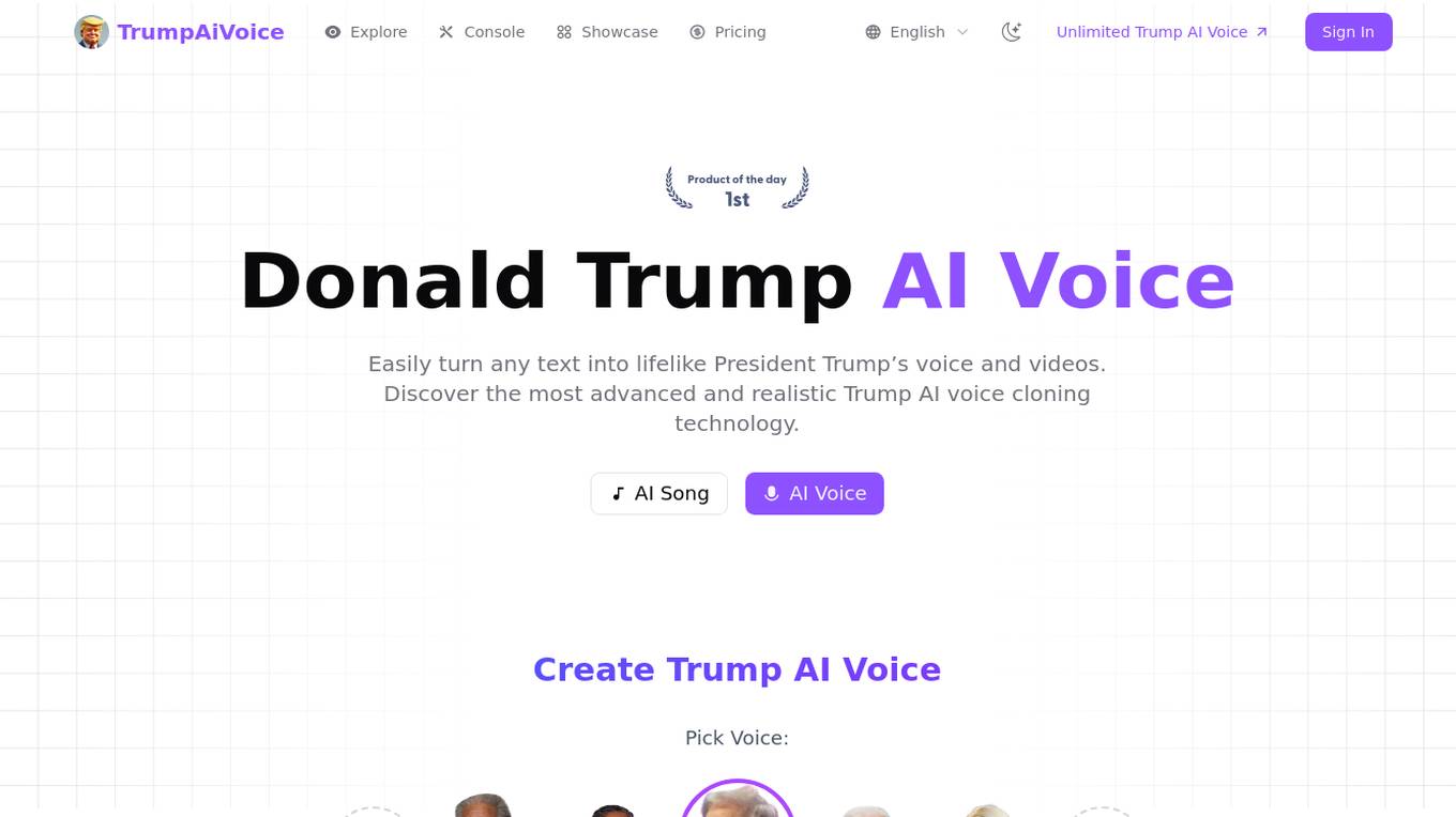 Trump AI Voice Generator Screenshot