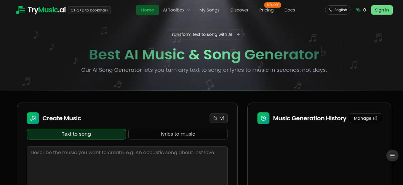 AI Song Generator Screenshot