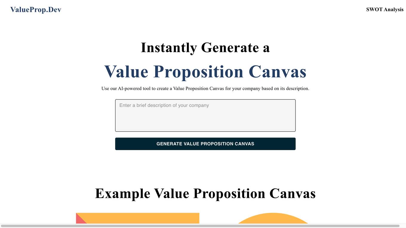 Value Proposition Canvas Generator Screenshot