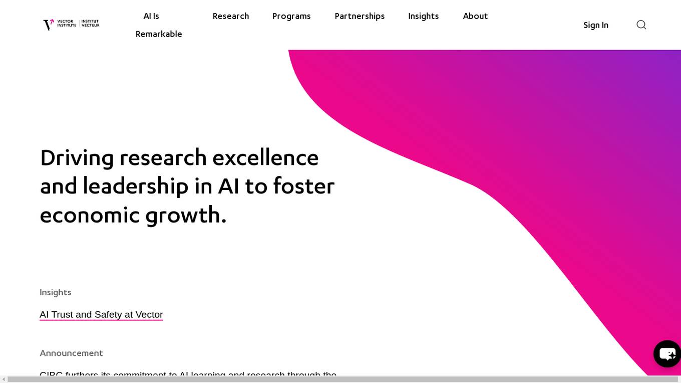 Vector Institute for Artificial Intelligence Screenshot