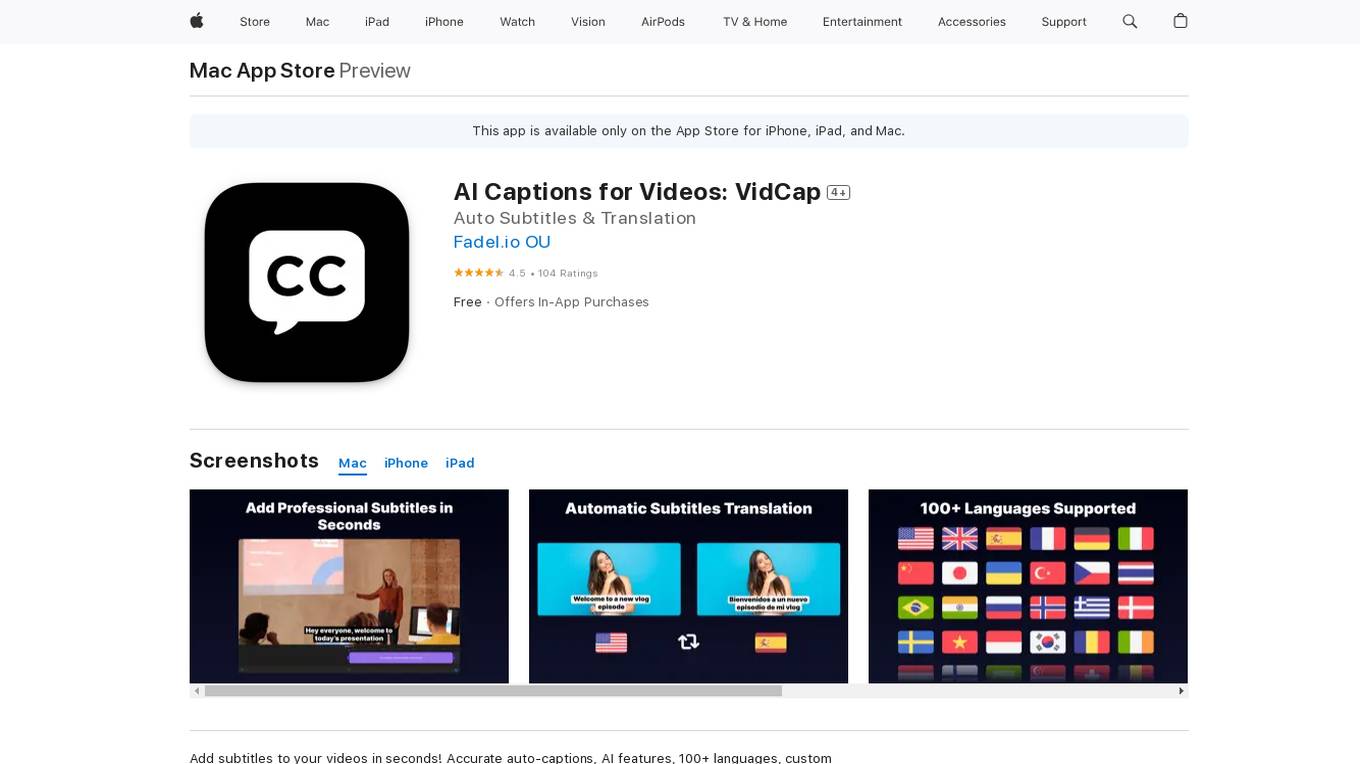 AI Captions for Videos: VidCap Screenshot