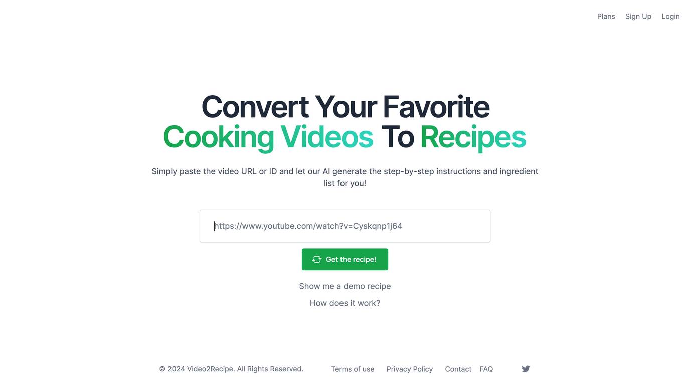 Video2Recipe Screenshot