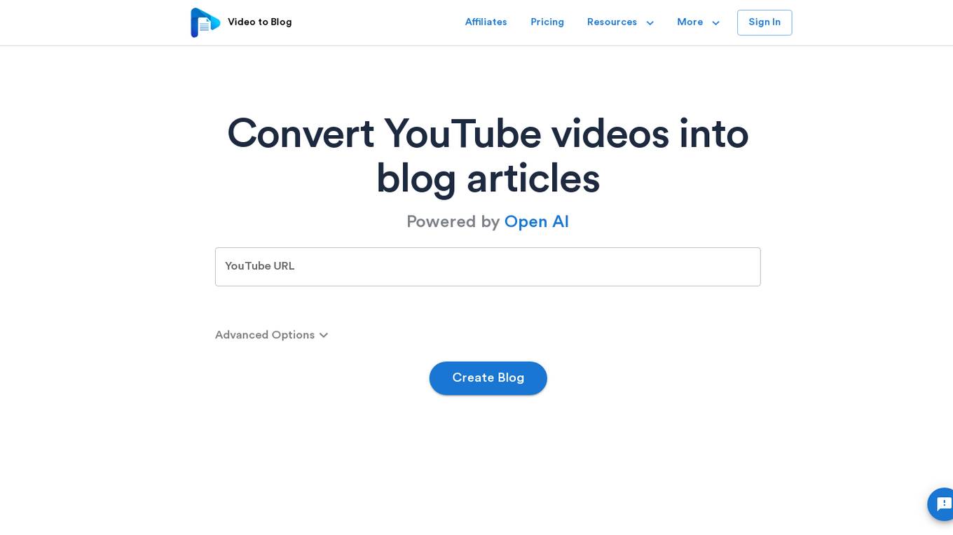 Video to Blog Screenshot