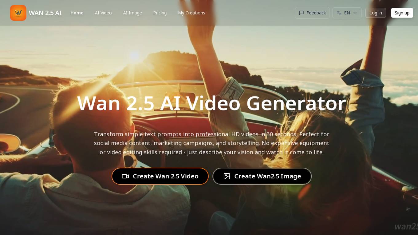 Wan 2.5 AI Video Generator Screenshot