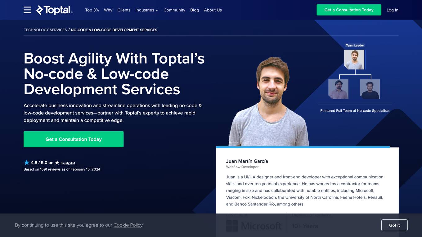 Toptal No-code & Low-code Development Services screenshot