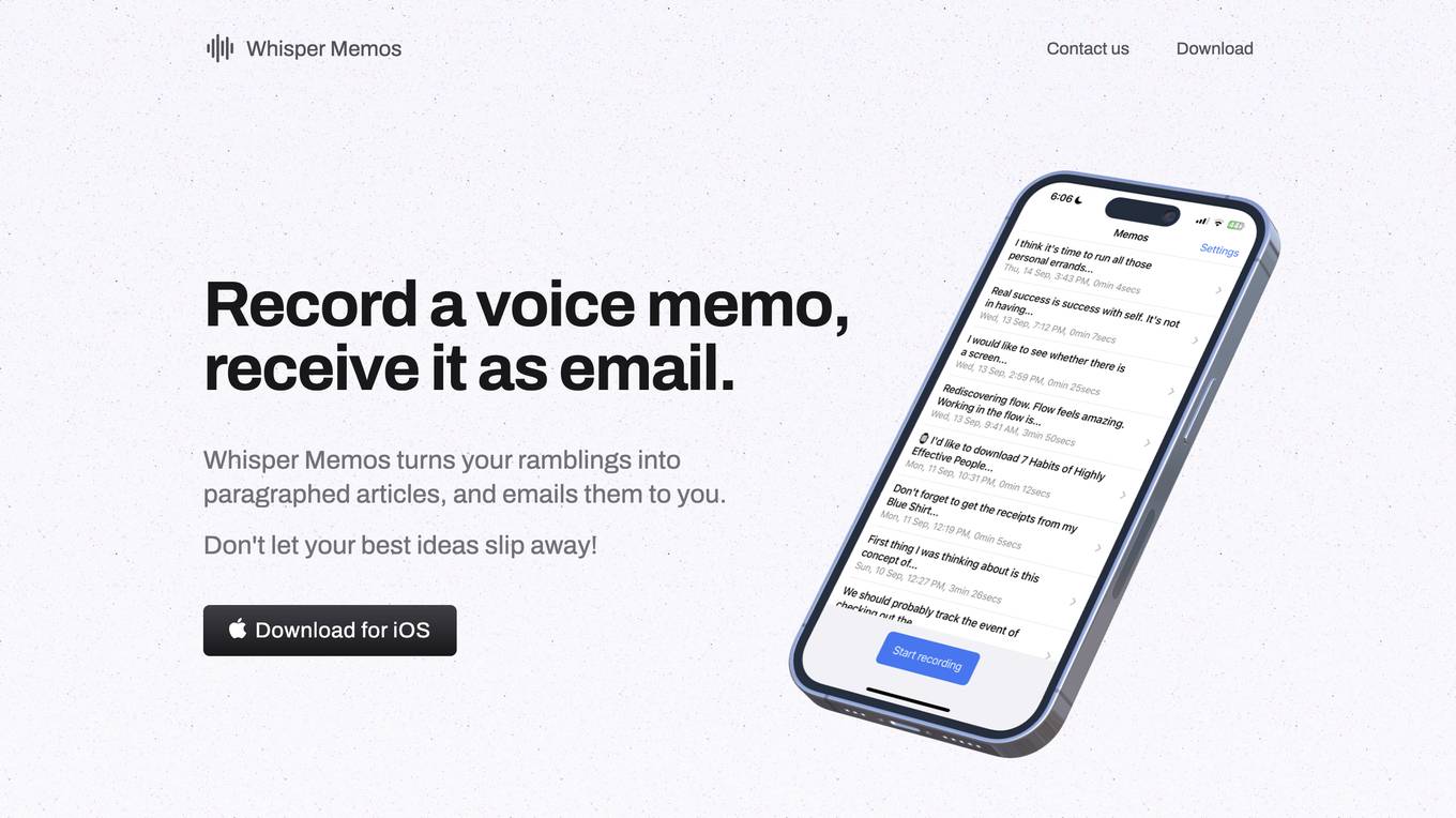 Whisper Memos Screenshot