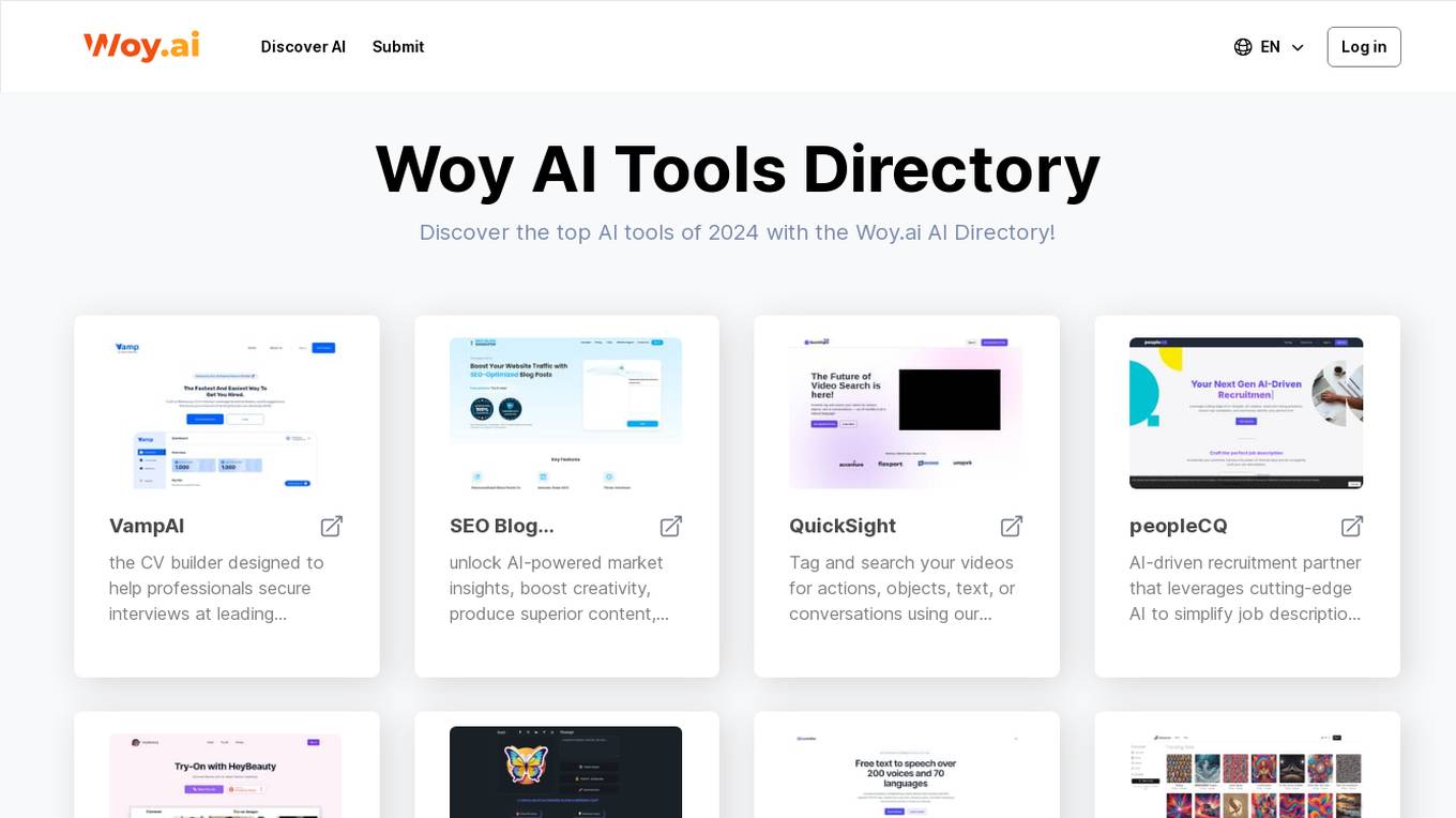 Woy AI Tools Directory Screenshot