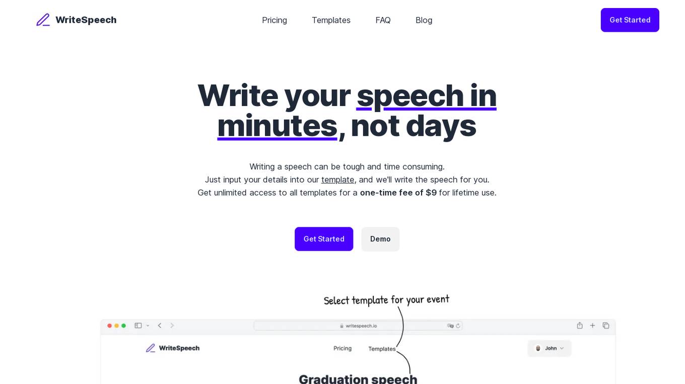 WriteSpeech screenshot