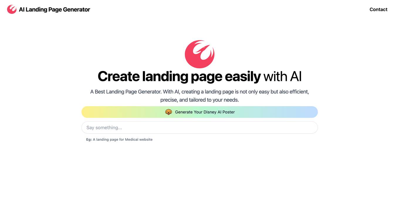 AI Landing Page Generator Screenshot