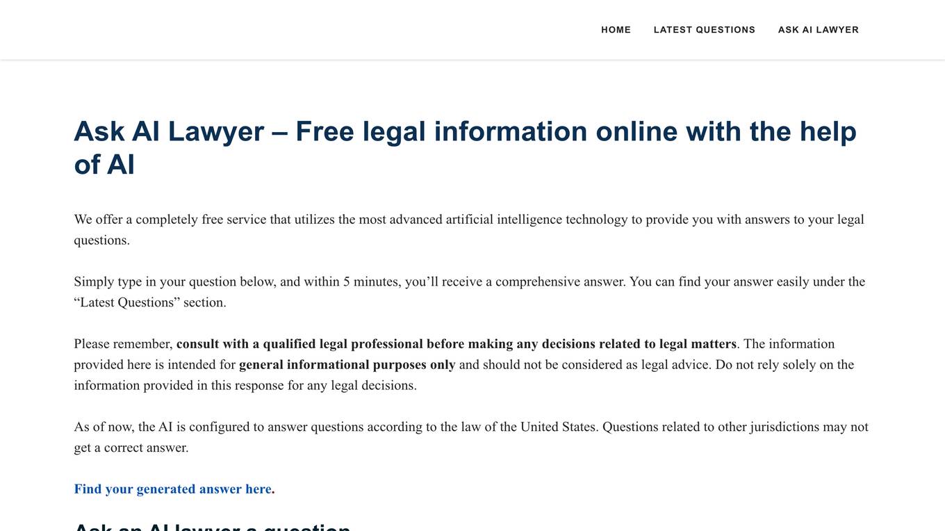 Ask AI Lawyer Screenshot