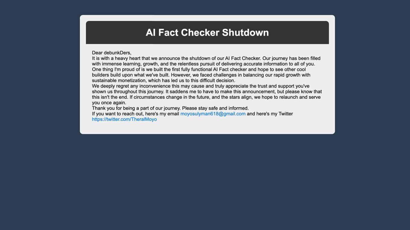 Debunkd AI Fact Checker screenshot