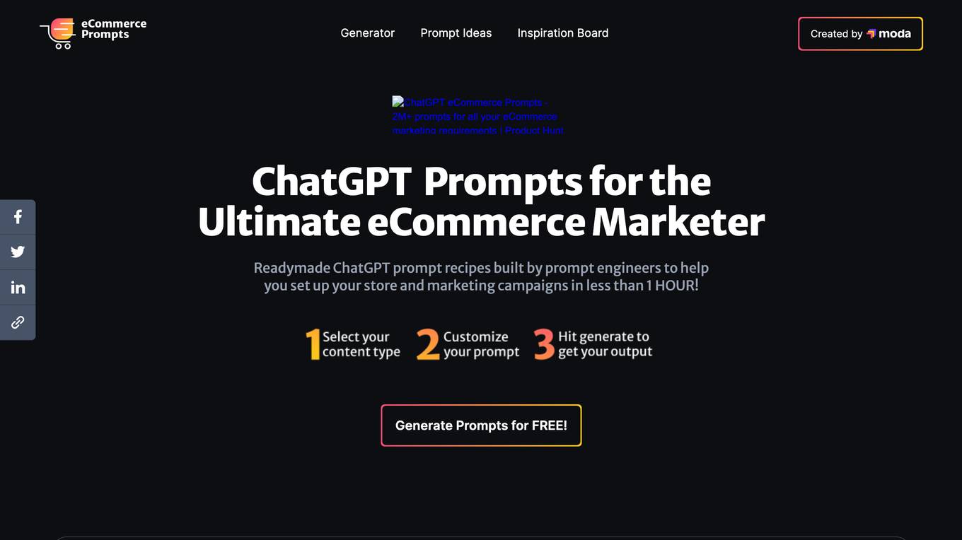 eCommerce ChatGPT Prompts Generator screenshot