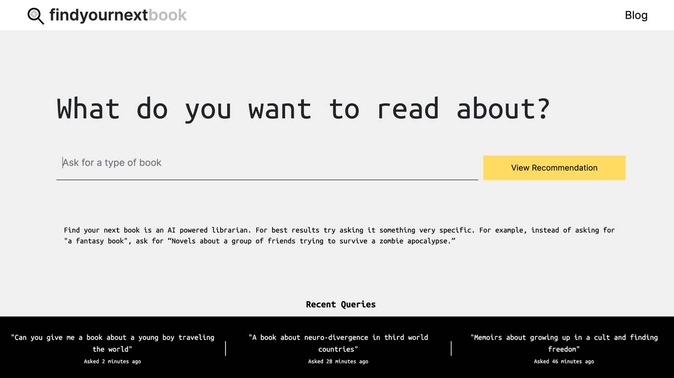 Find your next book screenshot