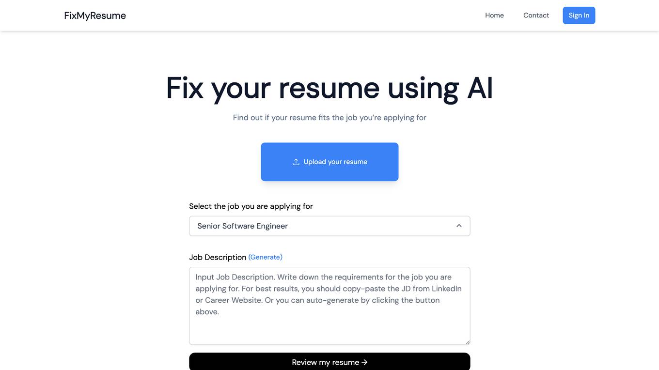 FixMyResume screenshot