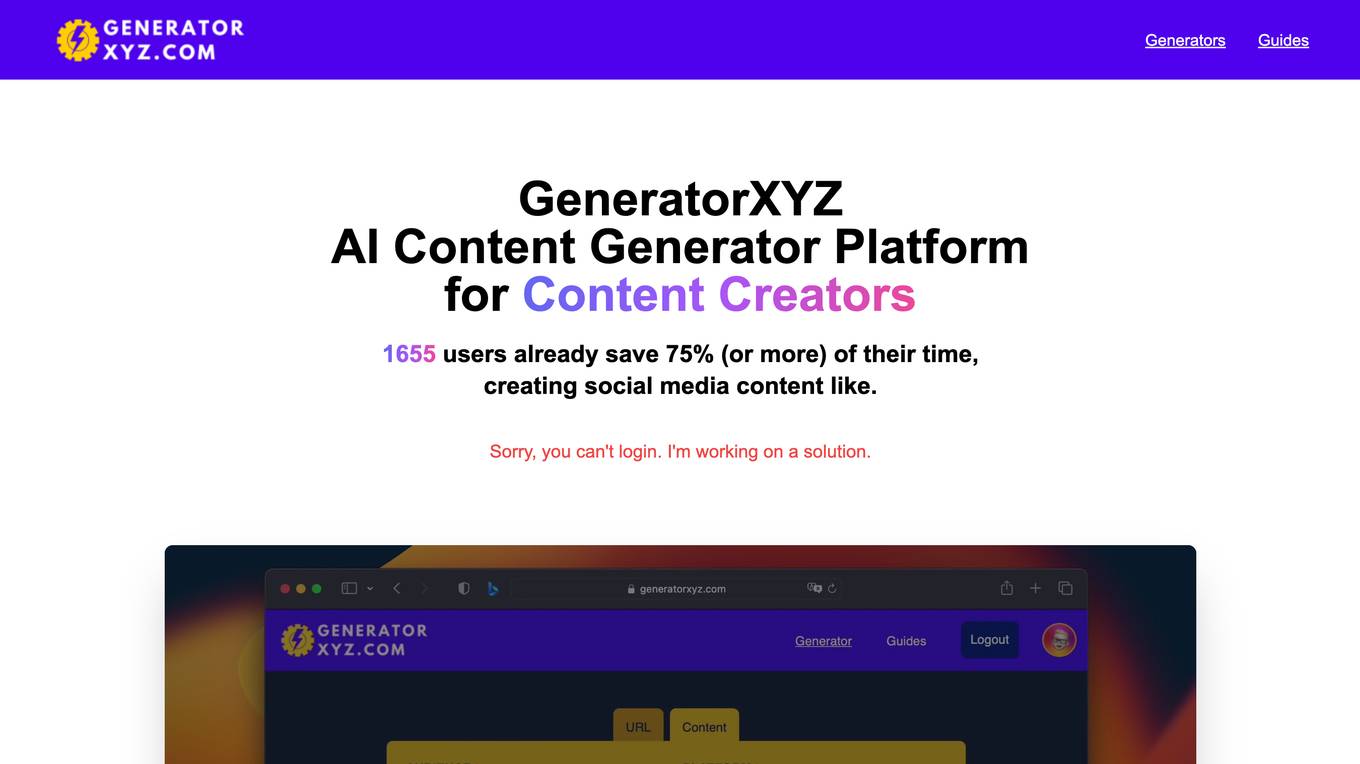 GeneratorXYZ Screenshot