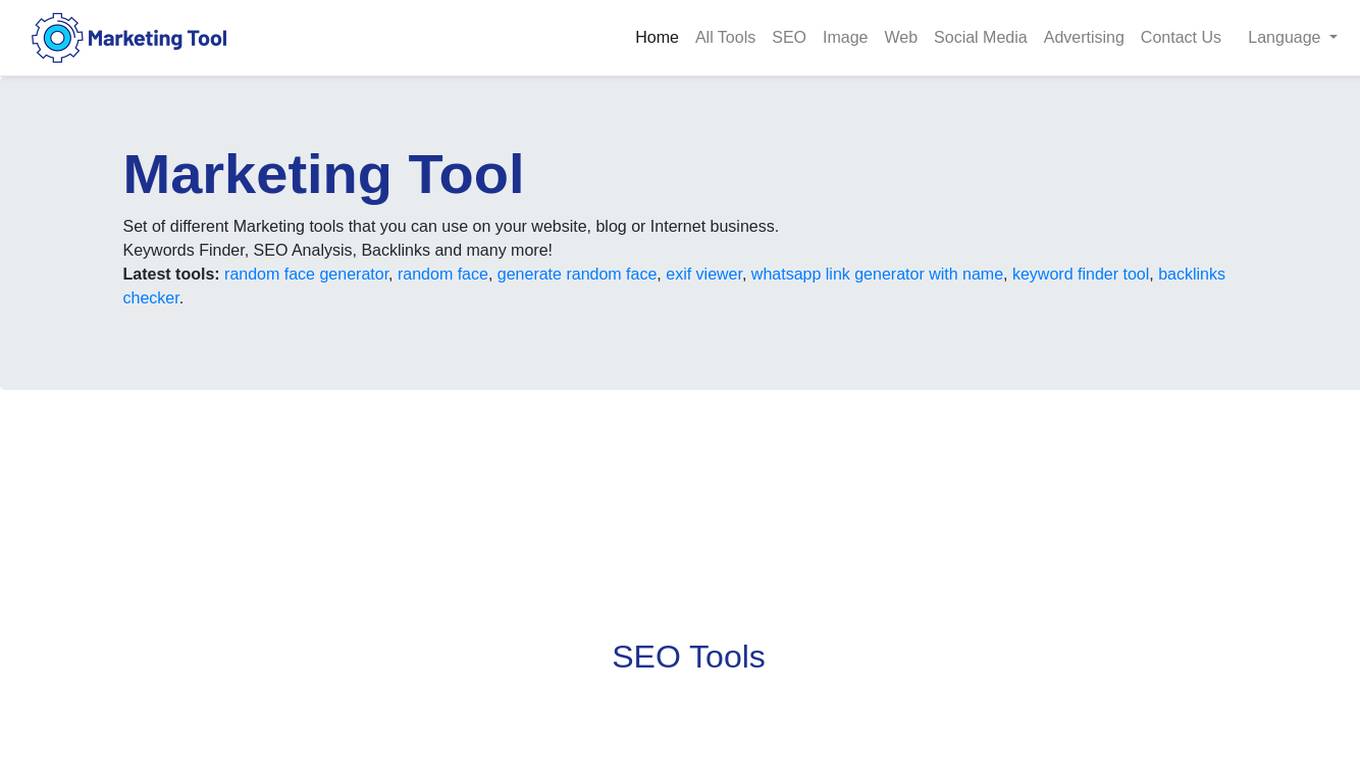 Marketing Tool Screenshot