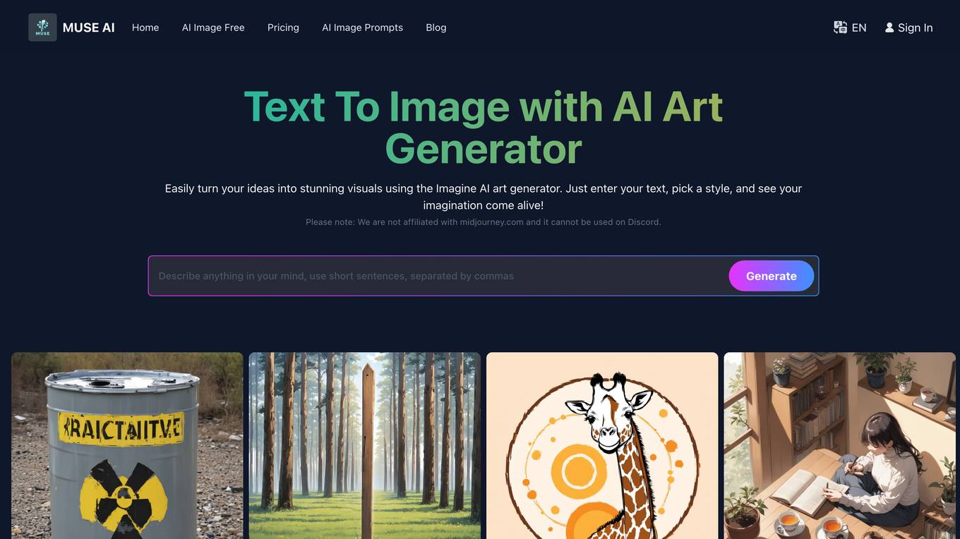 Muse AI Art Generator Screenshot